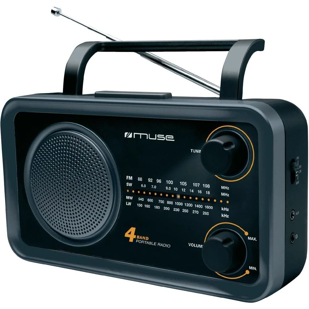 Muse analogni radio tuner, FM/MW/LW/SW, crni slika