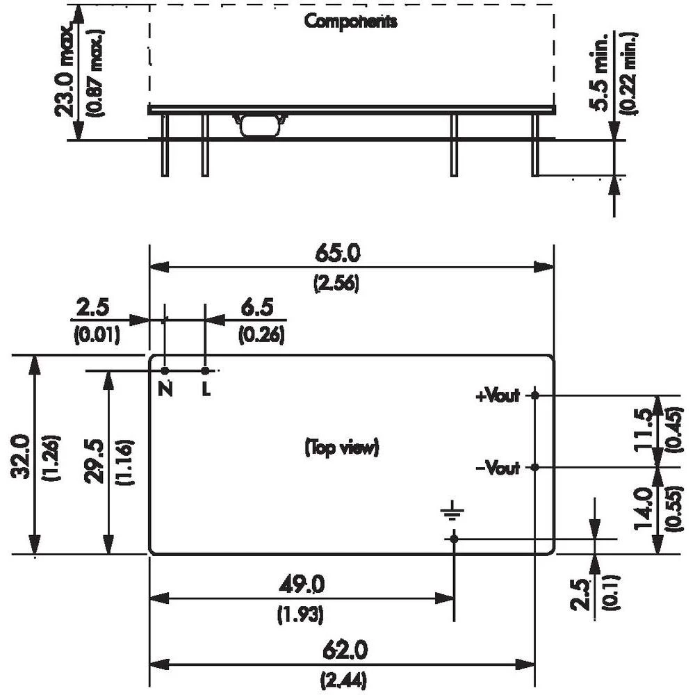 TracoPower-Mrežni napajač za tiskano vezje TOM 12124, preklopno napajanje TOM, O slika