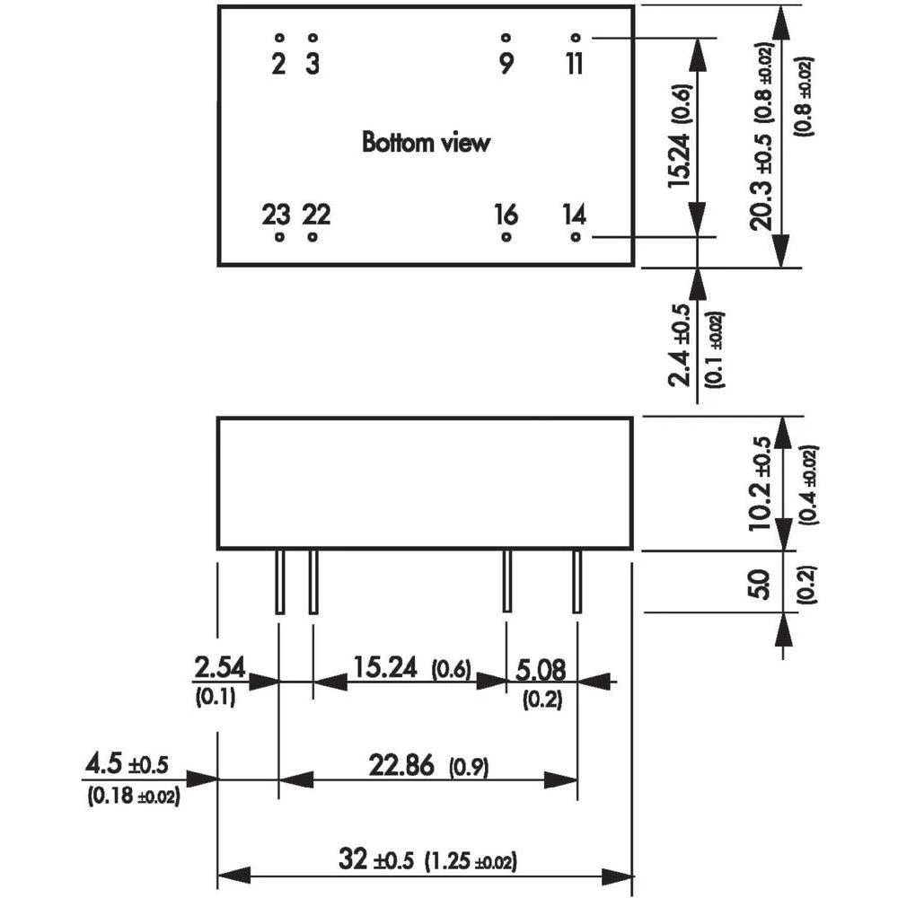 DC/DC-Pretvarač TEL 5 Serije,6 Watt, DIL-24 TracoPower TEL5-2410 In 18 - 36 V/DC slika