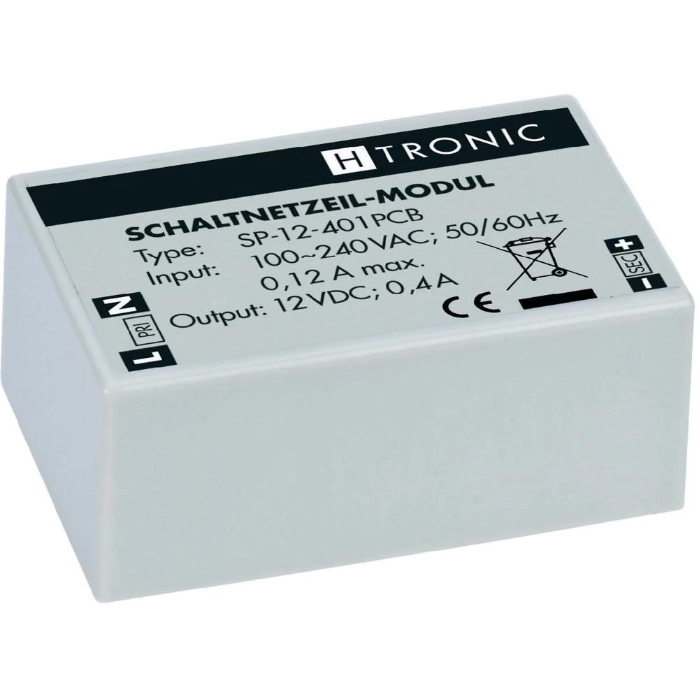 H-Tronic SP-12-401PCB-Modul napajača za tiskano vezje, 12 V, 0,4A, 4.8W, 12 V/DC slika