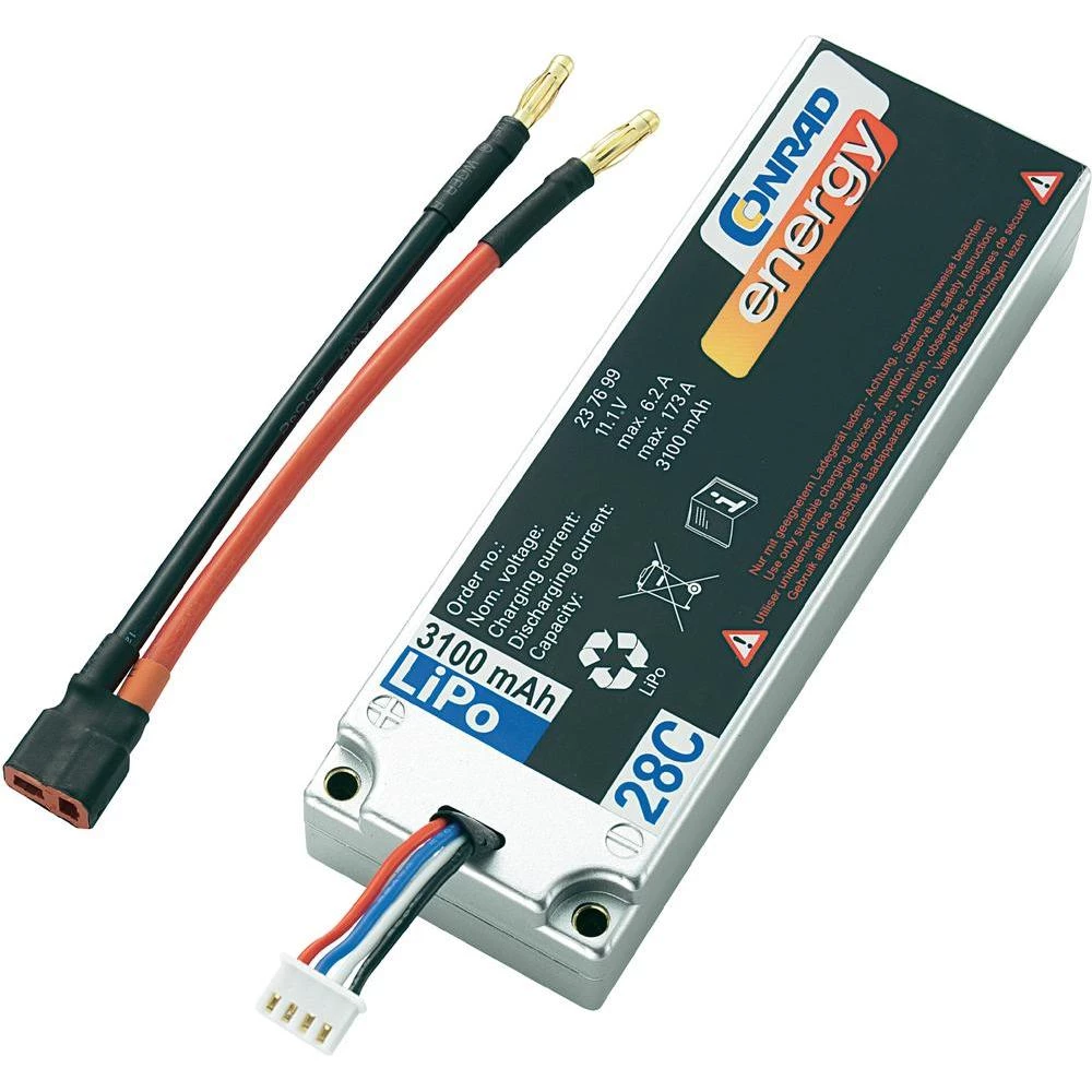 LiPo-akumulator Conrad energy, 11,1 V, 3100 mAh, 28 C, utični sustav: 4 mm, T-ko slika