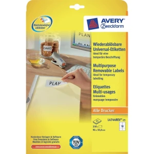 Univerzalne naljepnice Avery-Zweckform L4744REV-25, 96 x 50,8 mm, bijele, odstra slika