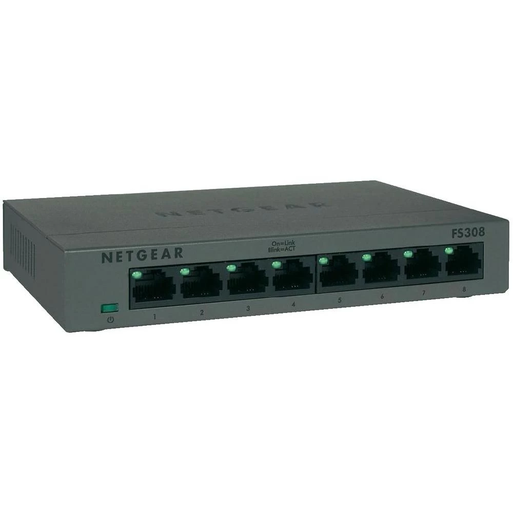 8-portni mrežni prekidač Netgear FS308-100PES, metalno kućište, brzi Ethernet slika