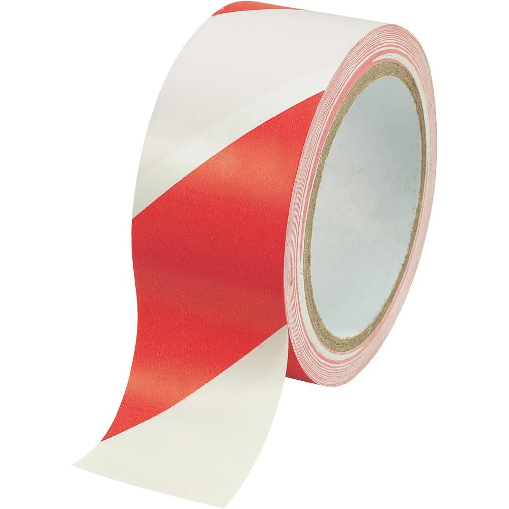 Traka za označavanje (D x Š) 18 x 48 mm, crveno-bijele ukose crte, Conrad H21130 slika