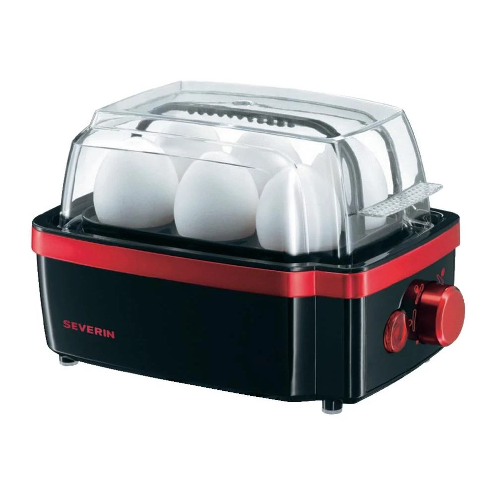 Kuhalo za jaja Severin EK 3156, crno-crvene metalik boje, pribl. 400 W slika