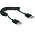 Spiralni USB-kabel, utič USB 2.0-A na utič USB 2.0-A, 20-60cm, crne boje slika