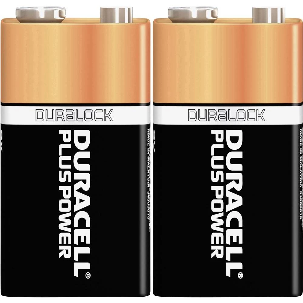 9 V blok baterija Duracell Plus, alkalna, 2 komada, 6LR61, 6LR21, 6AM6, 6LP3146, slika