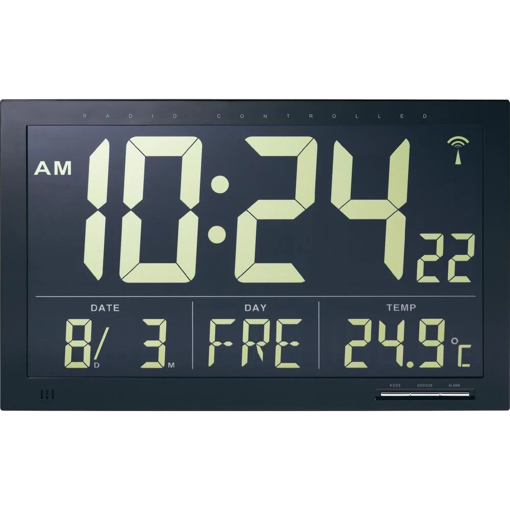 Radio kontrolirani zidni sat 401768 crni slika