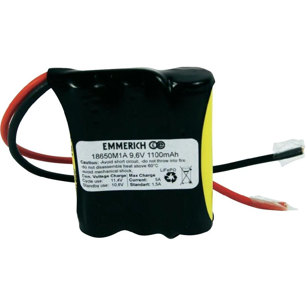 LiFePO4 akumulator Emmerich 18650, 9,6 V, 1.100 mAh, (Š x Vx G) 60 x 66 x 19 mm slika