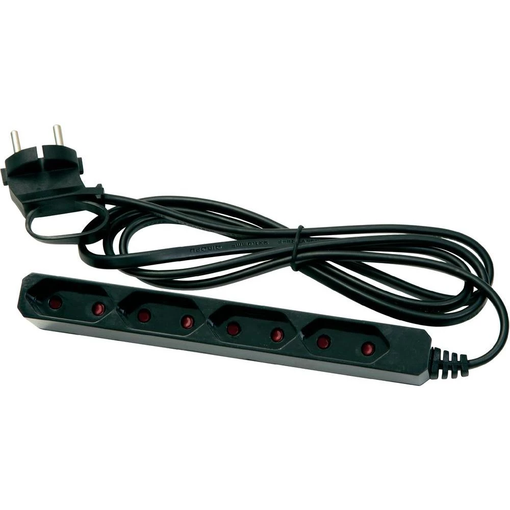 Razdjelna letva s 4 europske utičnice GAO EU4, crne boje, H05VVH2-F 2 X 0,75 mm2 slika