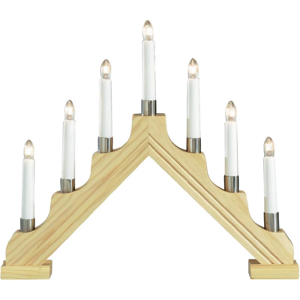 Drveni svijećnjak Konstsmide,topla bijela sijetl., 7 žarulja, (Š x V) 45,5 cm x slika