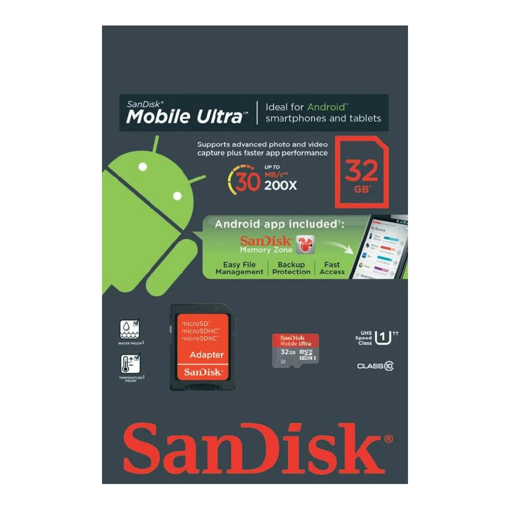 SanDisk MicroSDHC kartica 32GB Android Class 10 sa SD-adapterom SDSDQUA-032G-U46 slika