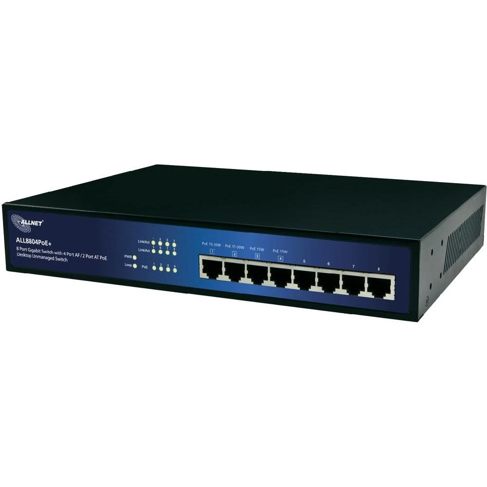 8-portni gigabitni PoE prekidač Allnet ALL8804PoE+, Unmanaged, 2 x PoE+ ali 4 x slika