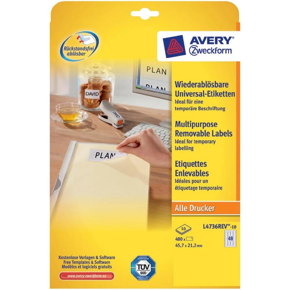 Avery-Zweckform univerzalne etikete L4736REV-10 ( 45.7 mm x 21.2 mm ),bijele, 48 slika