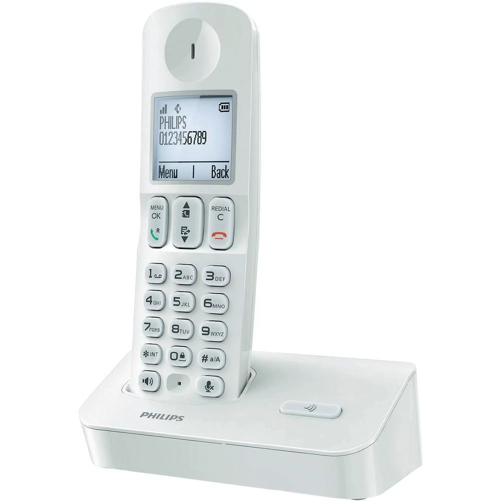 Bežični analogni telefon Philips D4001W/38 osvijetljeni ekran bijeli slika