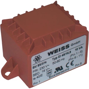 Transformator za tiskanu pločicu EI 48, 10 VA 18 V Weiss Elektrotechnik 85/374 slika