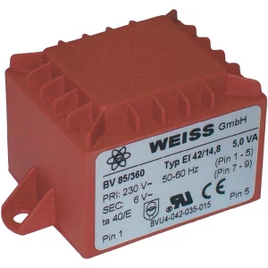 Transformator za tiskanu pločicu Weiss Elektrotechnik EI 42, 5VA, 230 V, 24 V, 2 slika