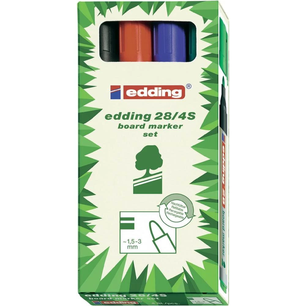 Edding 28 flomaster za ploče EcoLine 4-28-4-1999 širina crte ca. 1.5 - 3 mm crni slika
