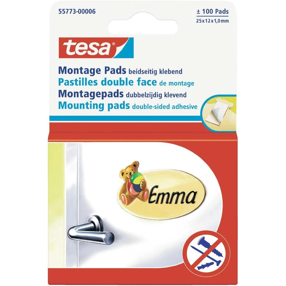 Montažni ljepilni jastučići TesaR, 55773, (D x Š) 25 mm x 12mm, bijele boje slika