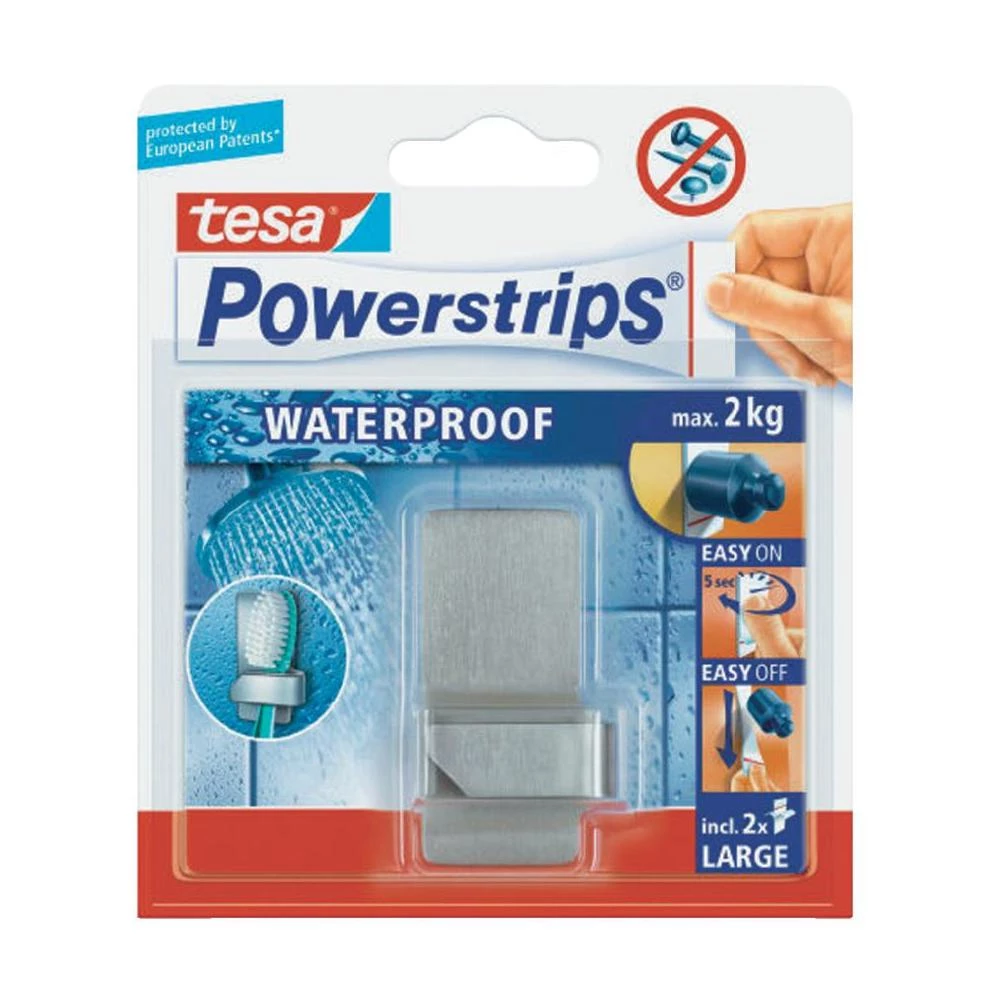 Držač za zubne četke Tesa PowerstripsR Waterproof, 59708, metalne boje slika