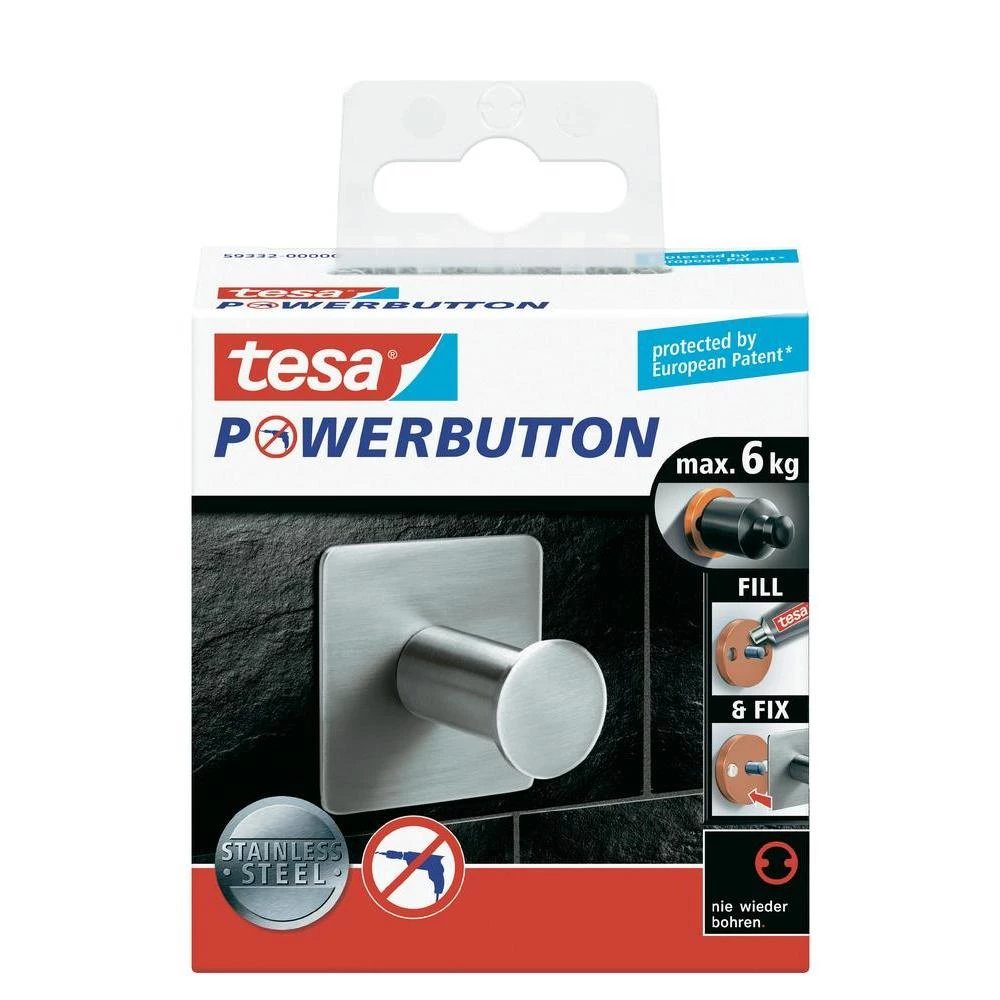 Držač za kukice TesaR Powerbutton Classic, 59332, (Š x V xG) 45 x 45 x 31 mm slika