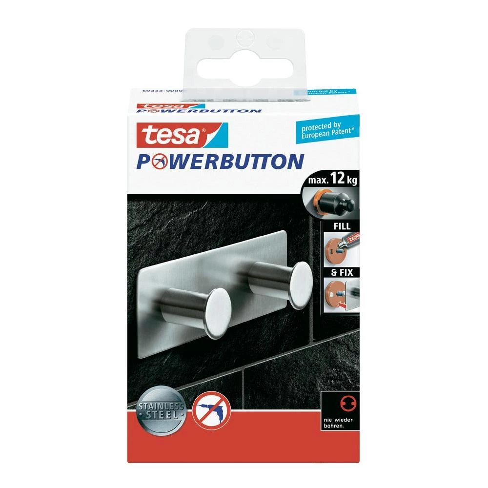 Držač za kukice TesaR Powerbutton Classic, 59333, (Š x V xG) 45 x 109 x 31 mm slika