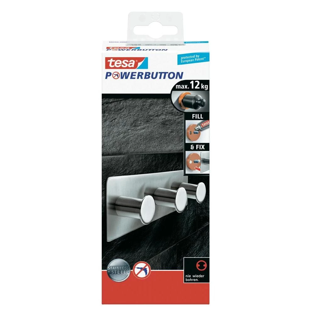 Držač za kukice TesaR Powerbutton Classic, 59334, (Š x V xG) 45 x 179 x 31 mm slika