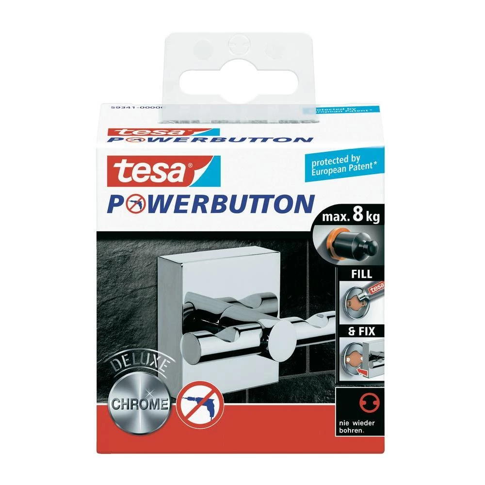 Držač za kukice TesaR Powerbutton Deluxe, 59341, (D x Š) 50mm x 50 mm slika