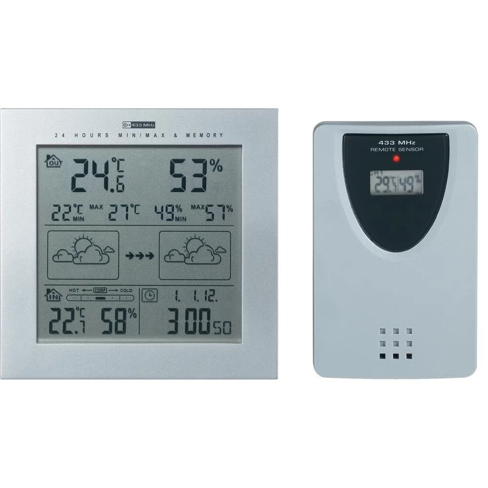 Bežična vremenska stanica WB 92, srebrna KW 9233-2w 8954c23a Conrad slika