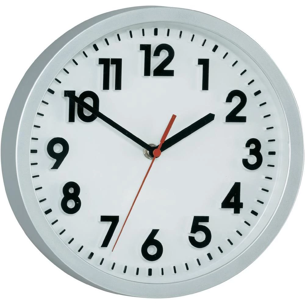 Analogni kvarcni zidni sat, (promjer x G) 25 cm x 5 cm, srebrne boje slika