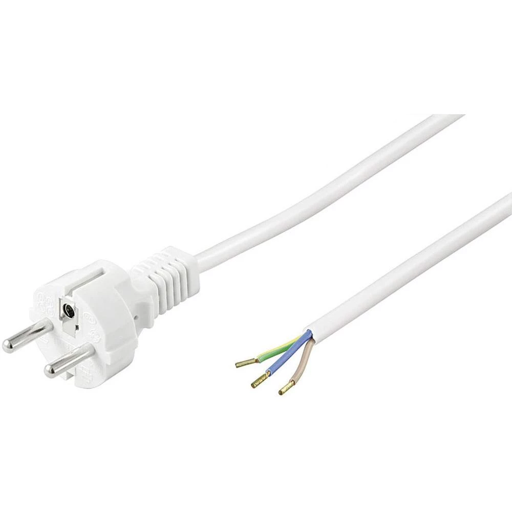 Strujni priključni kabel [ šuko utikač - kabel, otvoreni kraj] bijela 1.5 m slika