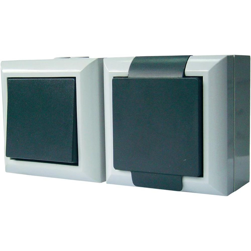 Razmjenski prekidač + sigurnosna utičnica , nadžbukna 9169 GAO slika