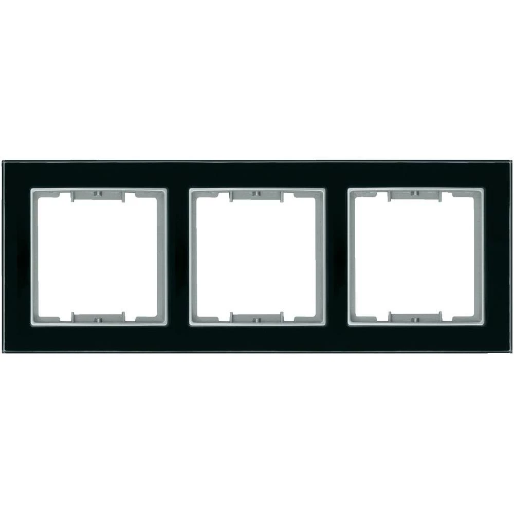 Peramax okvir, 3 mjesta, horizontalni, crno staklo, srebrnaboja 2170-814-2392 slika
