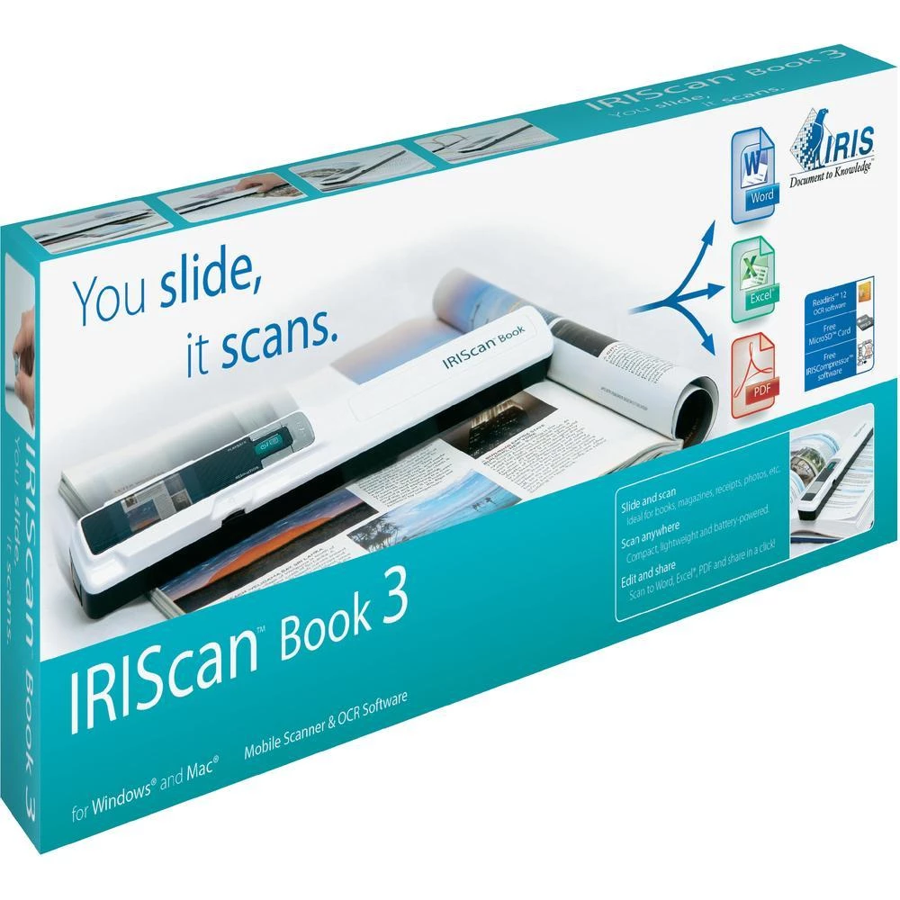 Skener dokumenata A4 IRIS IRIScanâ&bdquo;˘ Book 3 300/600/900 dpi USB, microSD, slika