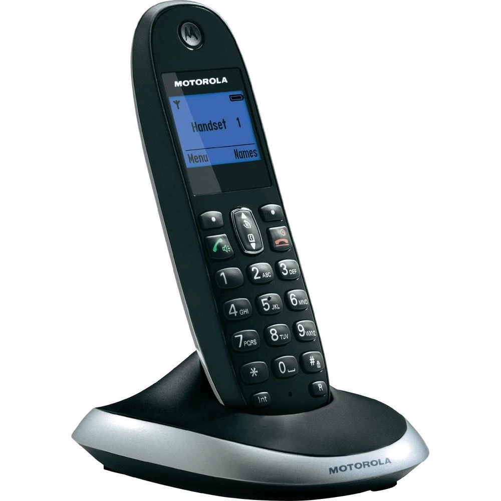 Bežični analogni telefon Motorola C2001B osvijetljeni ekran crni, srebrni slika