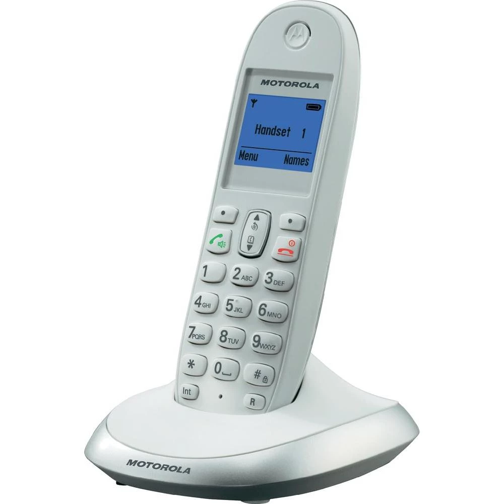 Bežični analogni telefon Motorola C2001W osvijetljeni ekran bijeli, srebrni slika