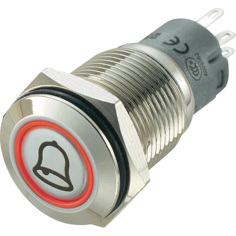 LAS2-GQF-11E/R/12V/N Potisna tipka sa zaštitom, simbol zvonca, 250 V/AC, 5A, 1 x slika