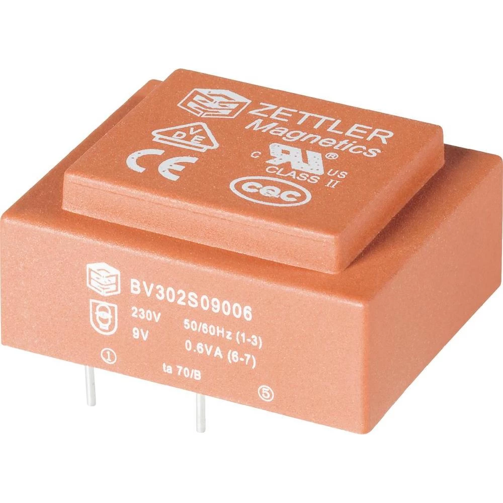 Transformator za tiskanu pločicu Zettler Magentics, 230 V, 9 V,66 mA, 1,5 VA BV3 slika