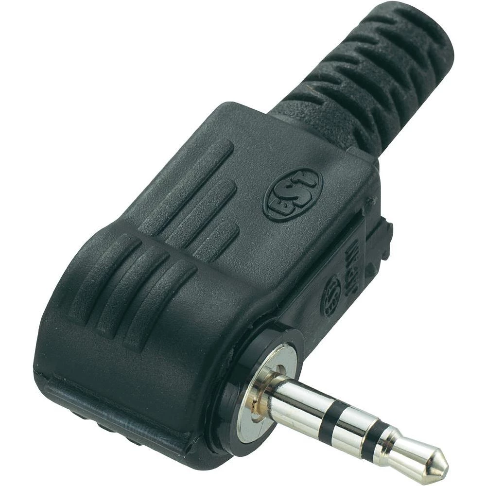 JACK utikač, kutni, broj polova: 3/stereo, crn, 1 komad slika