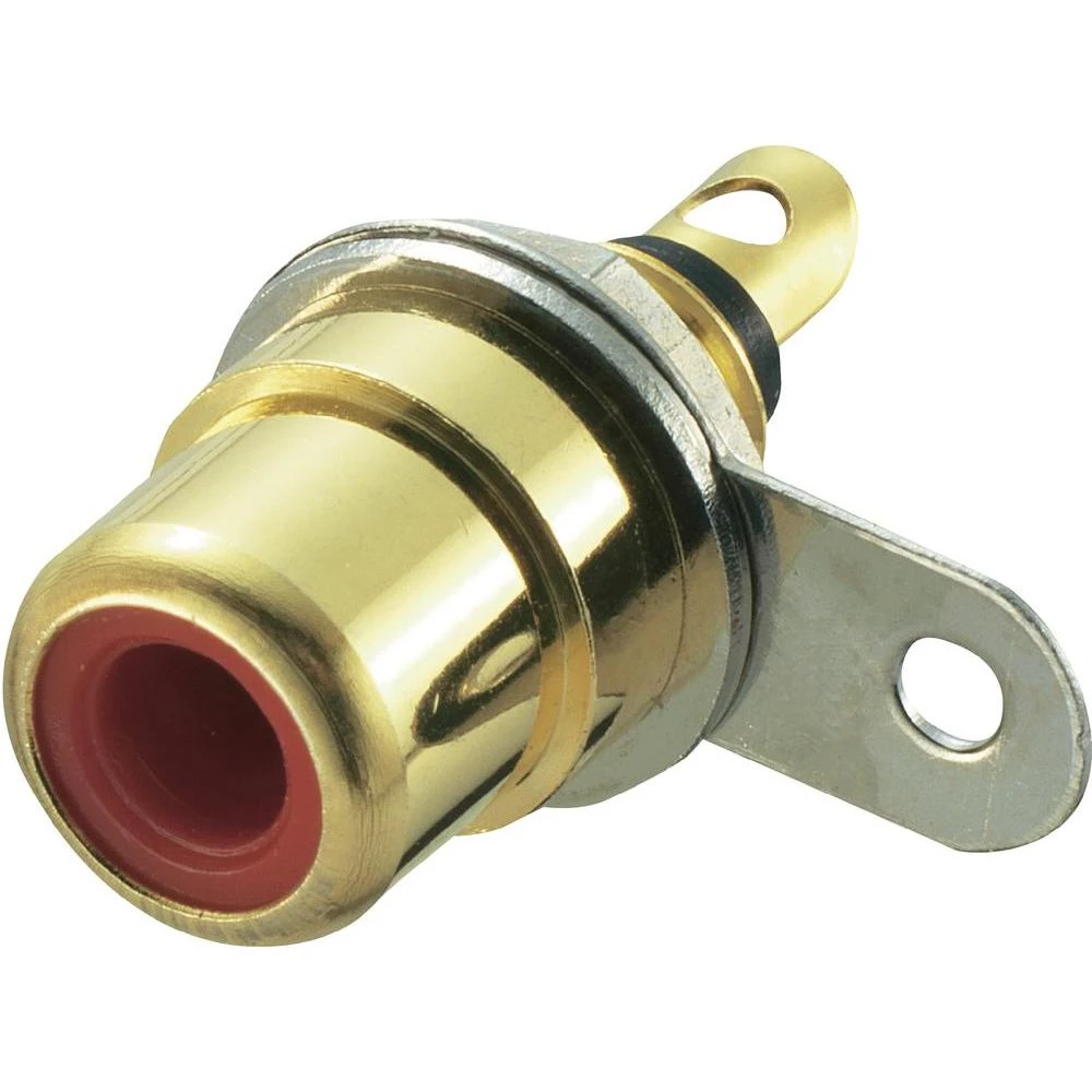 enski činč konektor, za vertikalnu montažu, pozlaćen, crven 1 komad slika