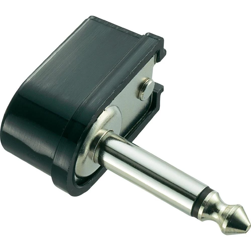 JACK utičnica, 6.35mm, kutna, broj polova: 2/mono, crna, 1 komad slika