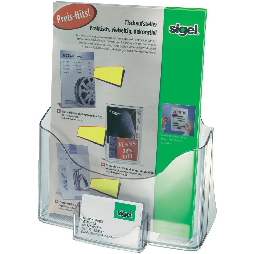 Stolni stalak za letke + ladica za kontakte Sigel slika