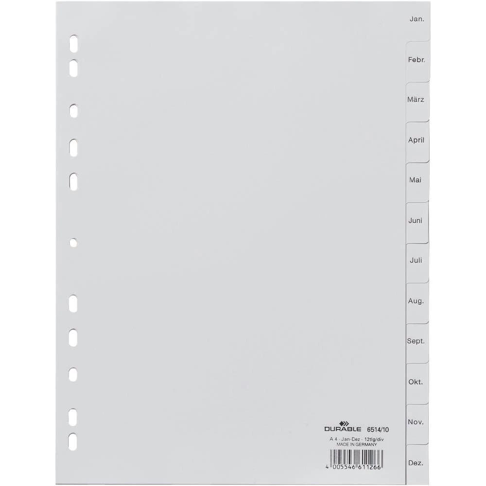 Durable registratorske oznake 6514-10 DIN A4 sive slika