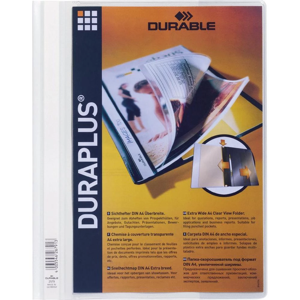 Fascikl sa zatvaračem, prozirni, Duraplus, bijeli 2579-02 Durable slika