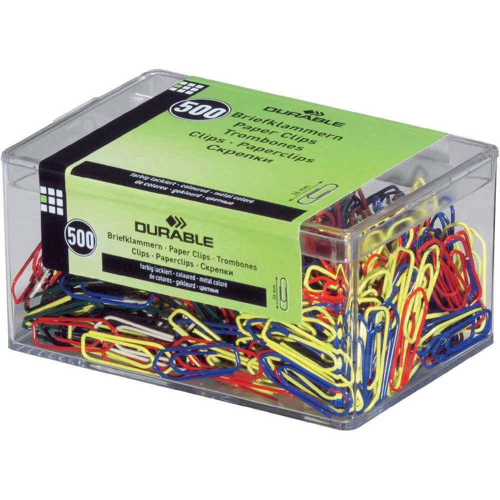 Spajalice za papir, barvne, lakirane, 500 kosov 1241 Durable slika