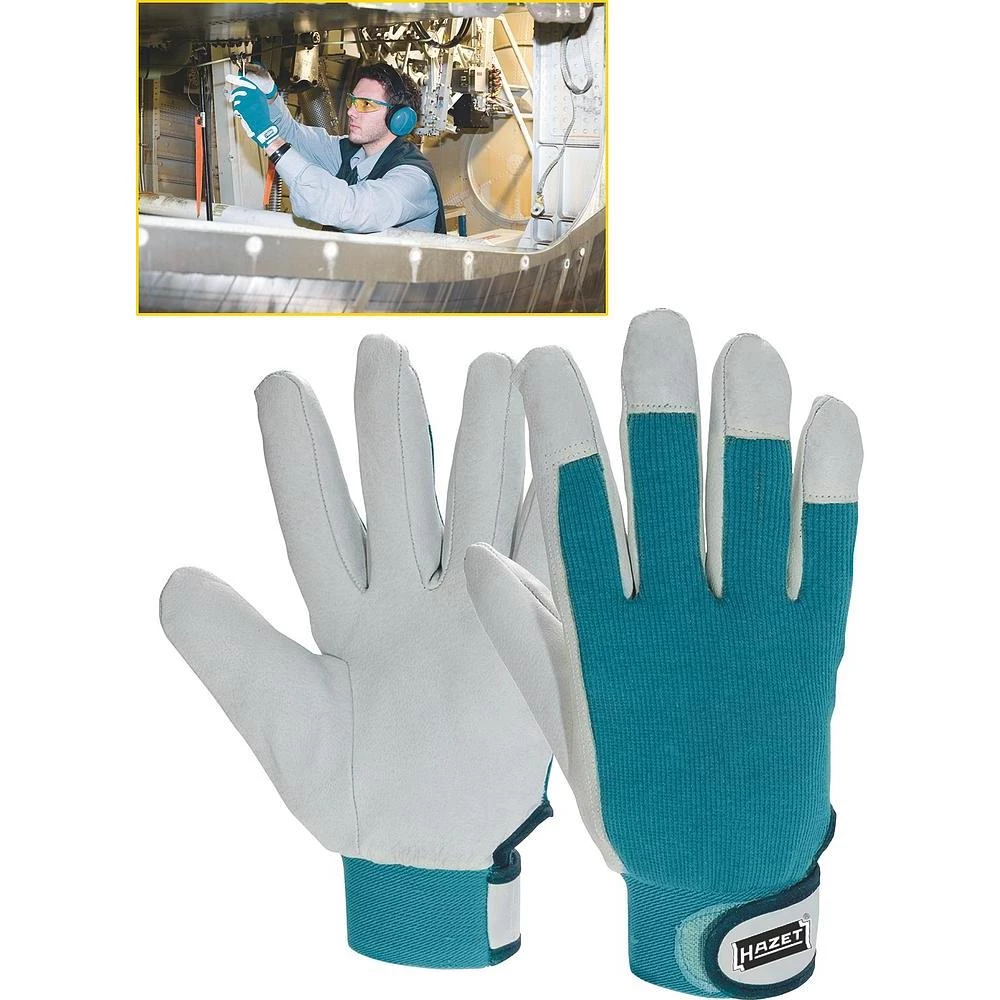 Radne rukavice HAZET 1987-3, donji dio: koža, gornji dio: 80% poliester, 20% pam slika