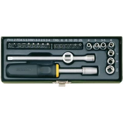 28-dijelni komplet 6,3 mm (1/4'') kompaktnog čegrtaljka Proxxon Industrial 23072 slika