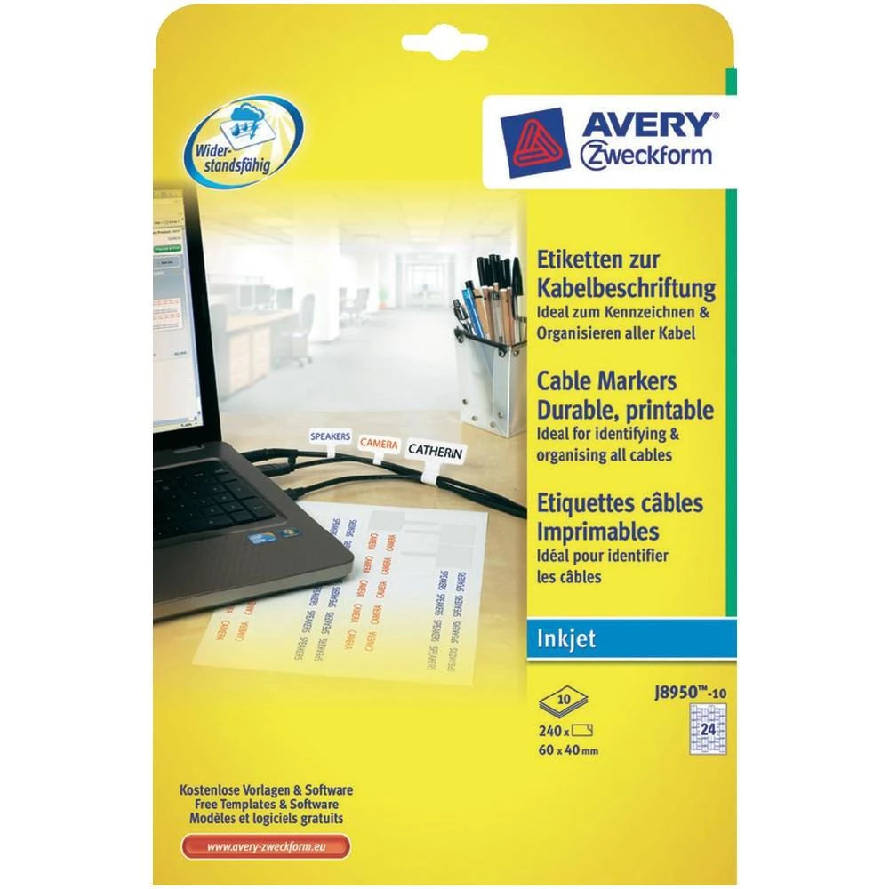 Avery-Zweckform naljepnice za označavanje kablova J8950-10 ( ), bijele, 240 kom. slika