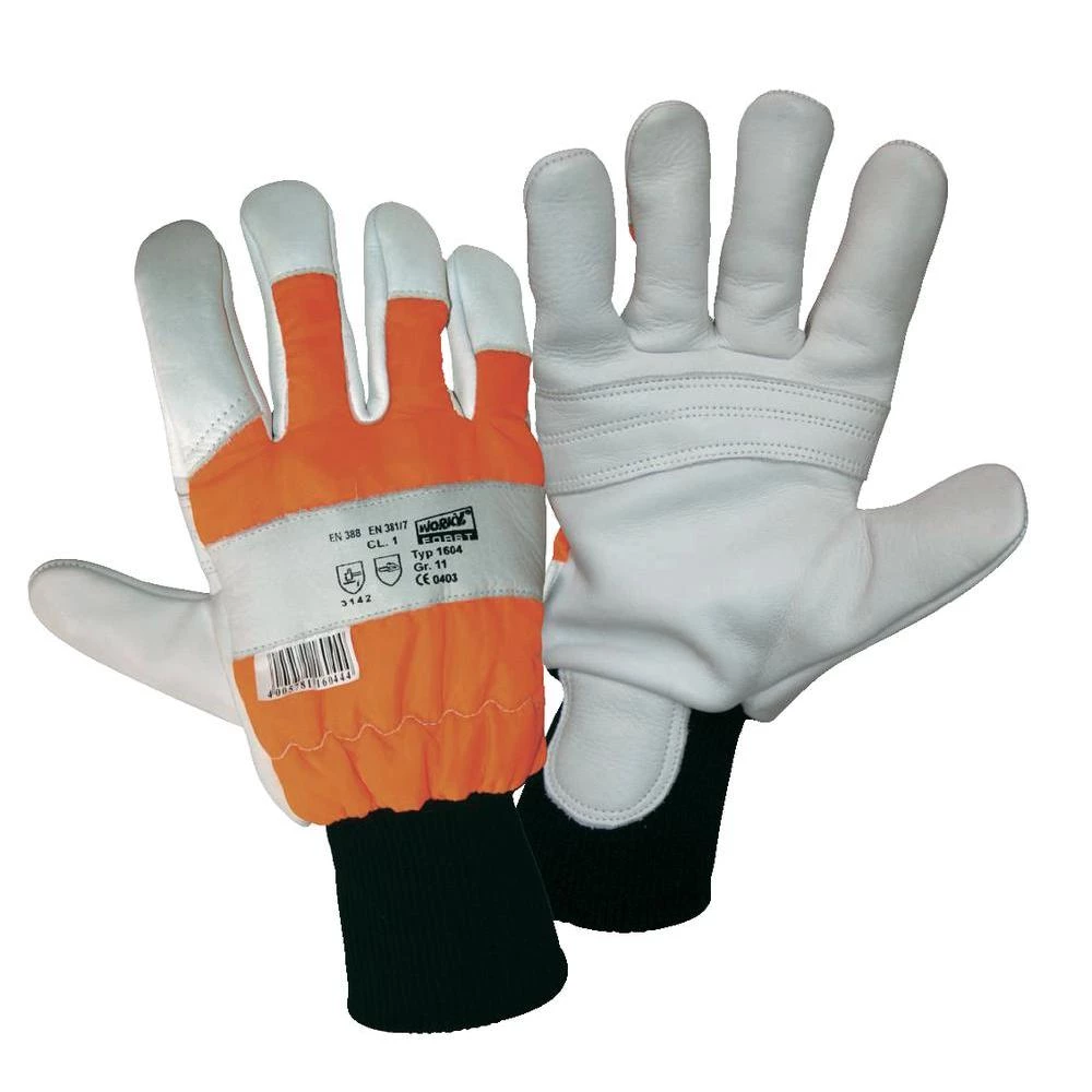 umarske rukavice sa zaštitom od ureza Worky 1604 veličina 9, bijela, narančasta slika
