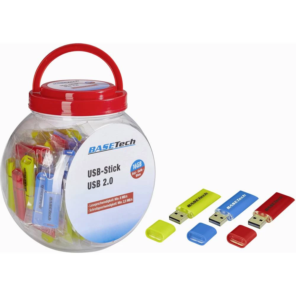 USB Stick 16 GB Basetech USB-Glas-16GB Šarena boja BT-1693286 USB 2.0 80 ST slika